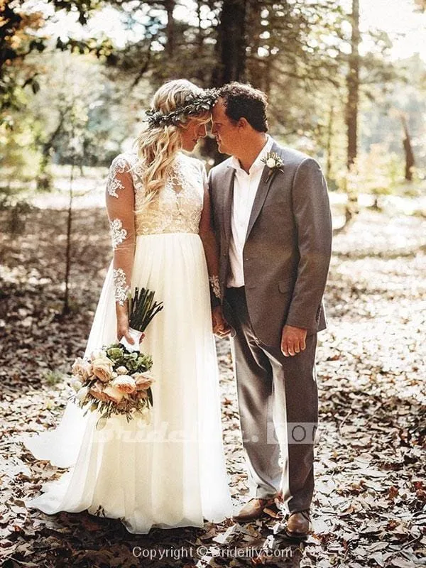 Beach Boho Wedding Dresses with Long Sleeve