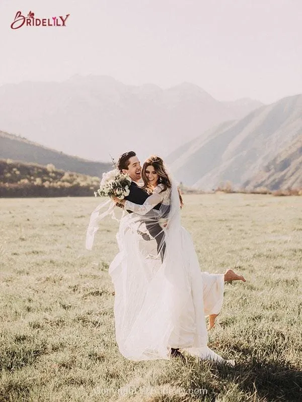 Beach Boho Wedding Dresses with Long Sleeve