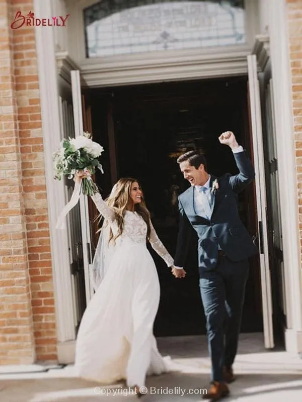 Beach Boho Wedding Dresses with Long Sleeve