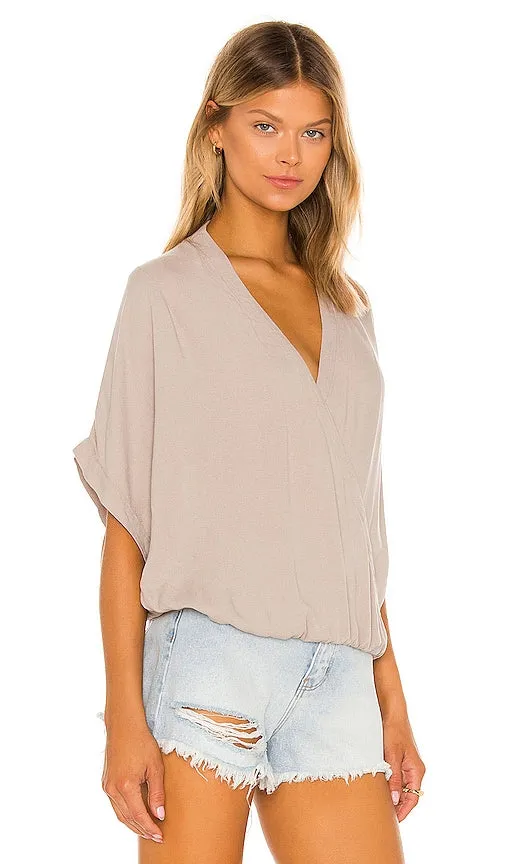 Bobi Beach Crepe Top in Taupe