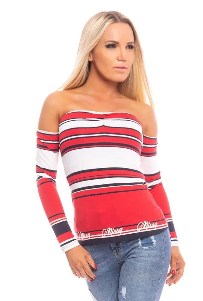 MissQ Off Shoulder Stripped Top