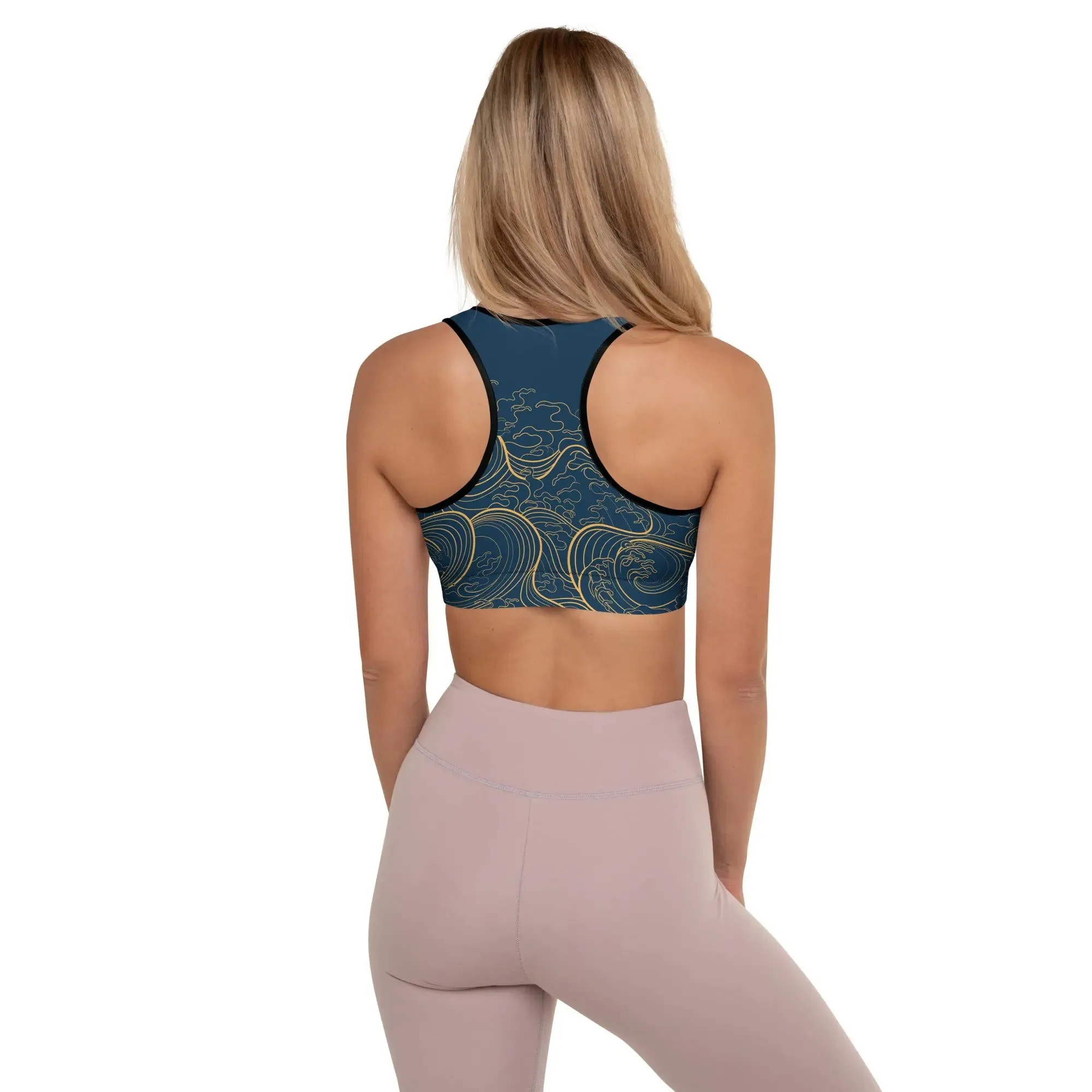 "Ocean One" Golden Waves - Padded Sports Bra