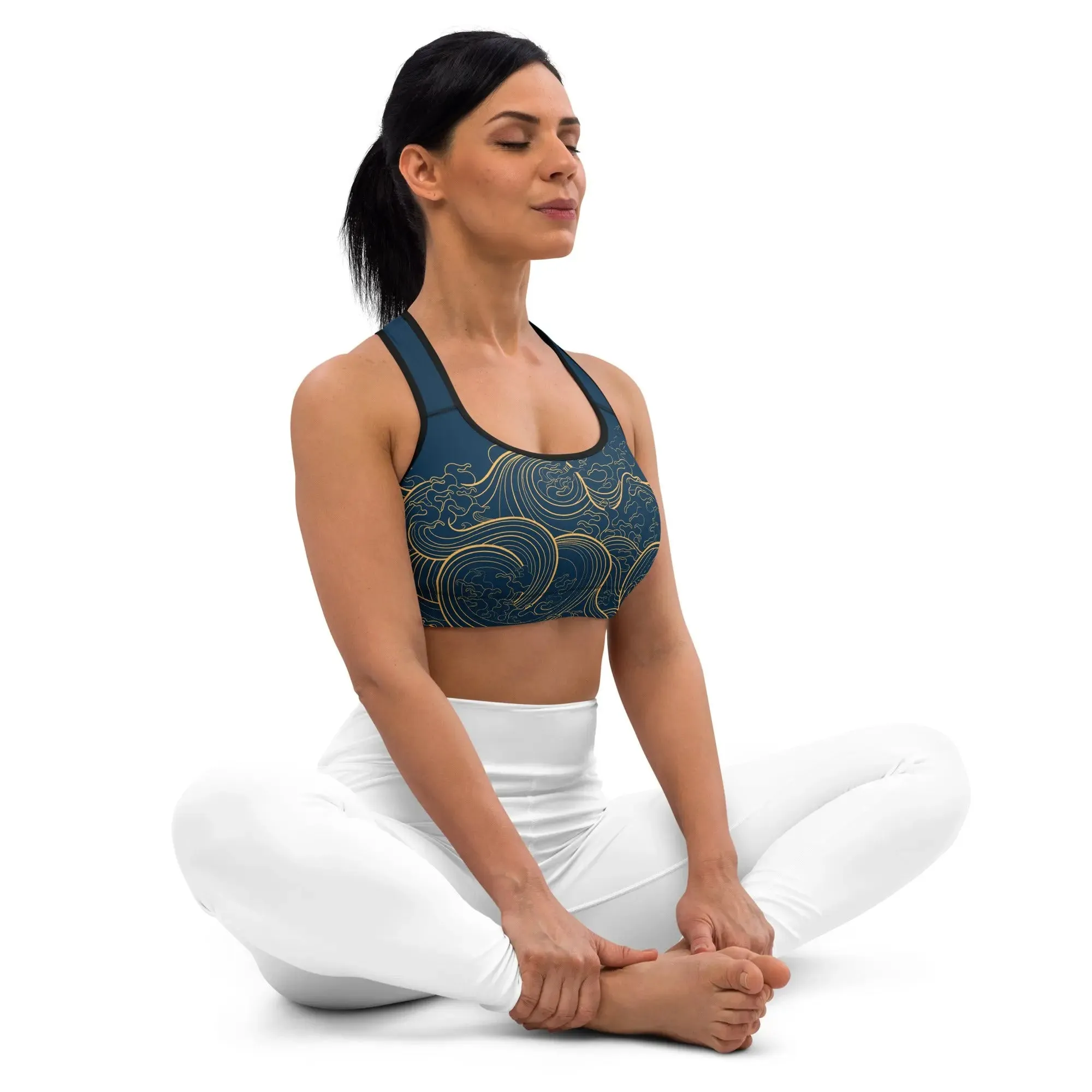 "Ocean One" Golden Waves - Padded Sports Bra