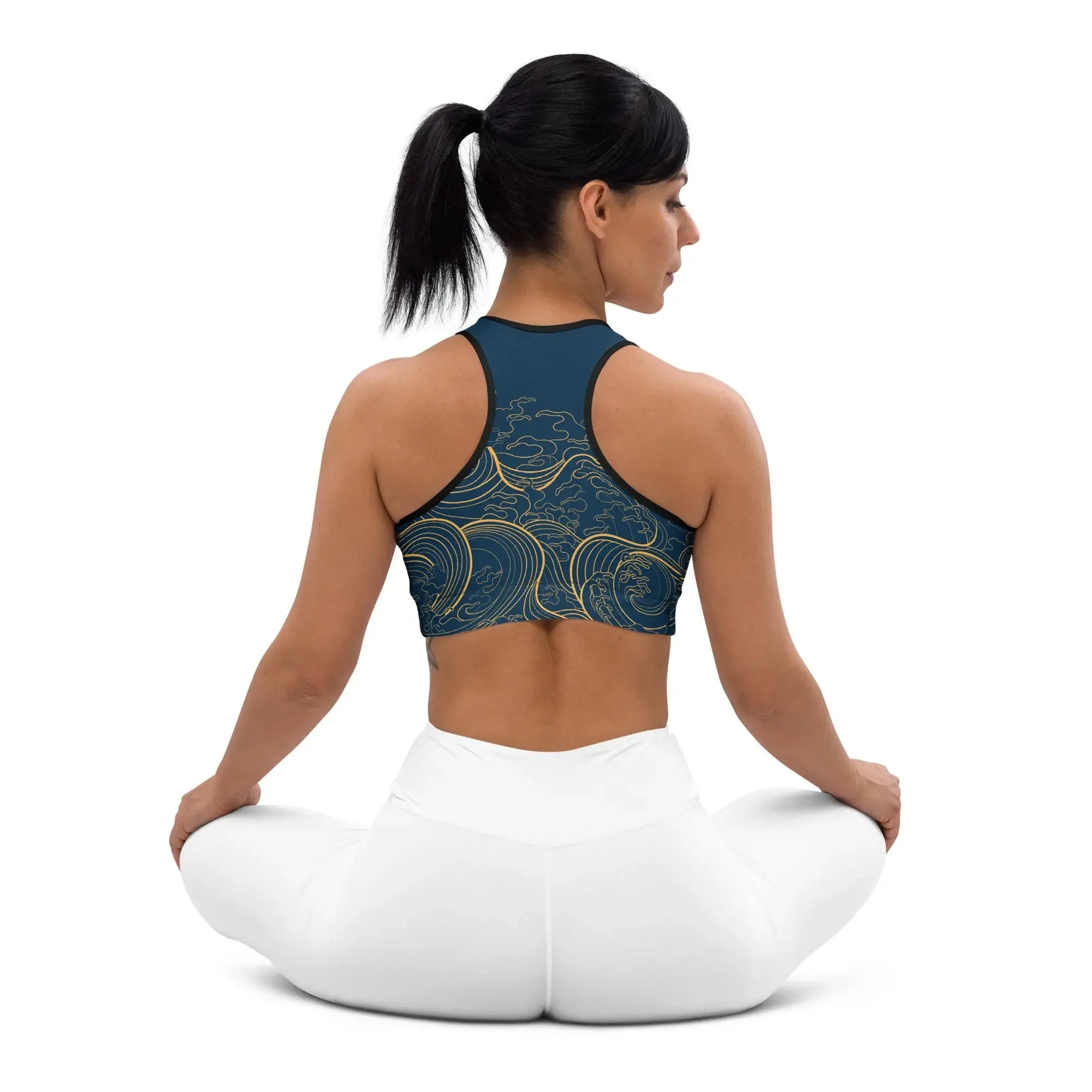 "Ocean One" Golden Waves - Padded Sports Bra