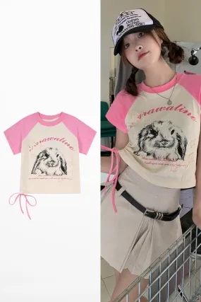 Y2K Style Slim Fit Pink T-Shirt