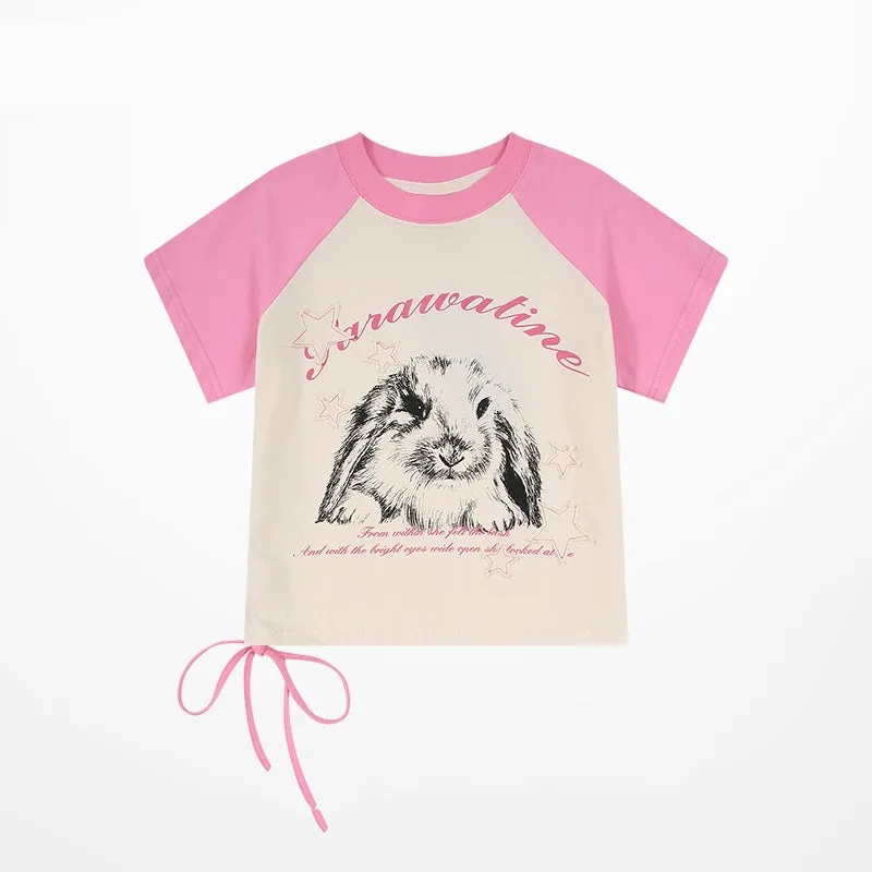Y2K Style Slim Fit Pink T-Shirt